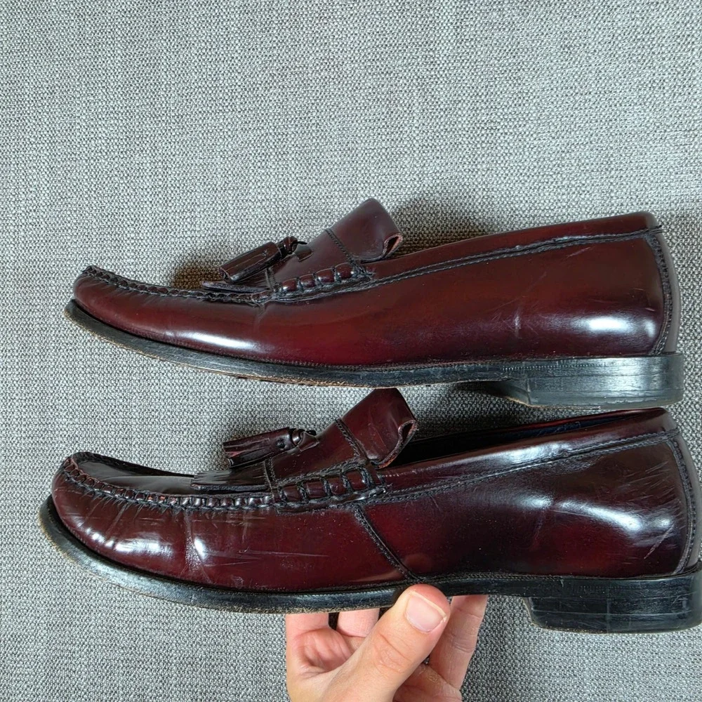 Cole Haan Tassel Loafers Mens 9 Burgundy Kiltie Leather Dress Shoes C11623